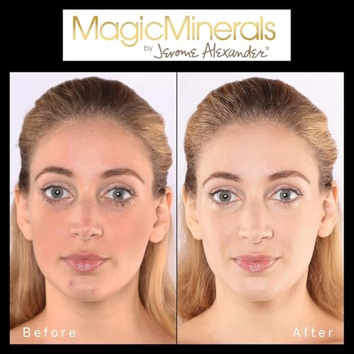 Jerome Alexander MagicMinerals Pressed Mineral Powder Set with Mirror Compact, Extending Lash Mascara, Professional Stubby Brush & Blending Sponge (Medium)