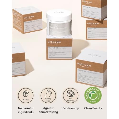Mary&May Vitamin B, C, E Cleansing Balm - Oil Balm Gentle Makeup Remover and Skin Purifier for Glowing, Clear Skin - Hypoallergenic and Cruelty-Free, EWG ingredients, 4.06oz.