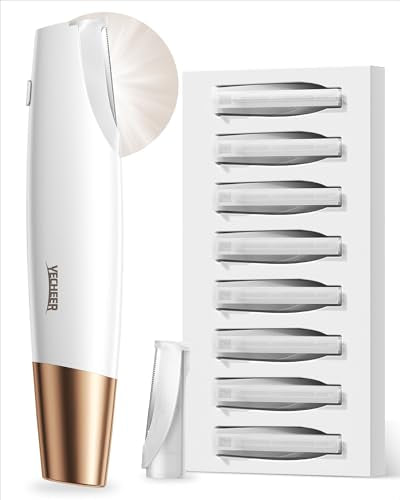 YeCheer Sonic Dermaplaning Tool - Facial Hair Remover with LED & 8 Blades