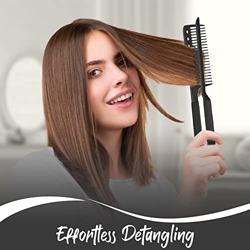 HerStyler Comb For Straightening Hair - Hair Styling Comb For Great Tresses - Flat Iron Comb With A Firm Grip - Straightening Comb For Knotty Hair - Heat Resistant Comb - Parting Comb (Black)