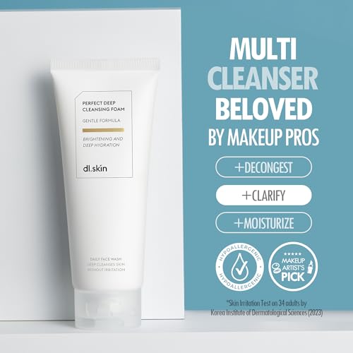 Perfect Deep Gentle Face Wash Cleansing Foam w/ 6 Types of Hyaluronic Acid & Plant-Derived Surfactants | Moisturizing Foaming Facial Cleanser Face Wash for Deep Radiance Hydration (5.07 fl oz)