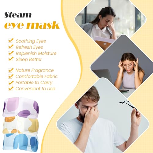 120 Pcs Steam Eye Masks Disposable Bulk Self Heated Eye Masks for Sleep Spa Dry Eyes Home Office Travel Relief Stress Relaxation, 3 Styles