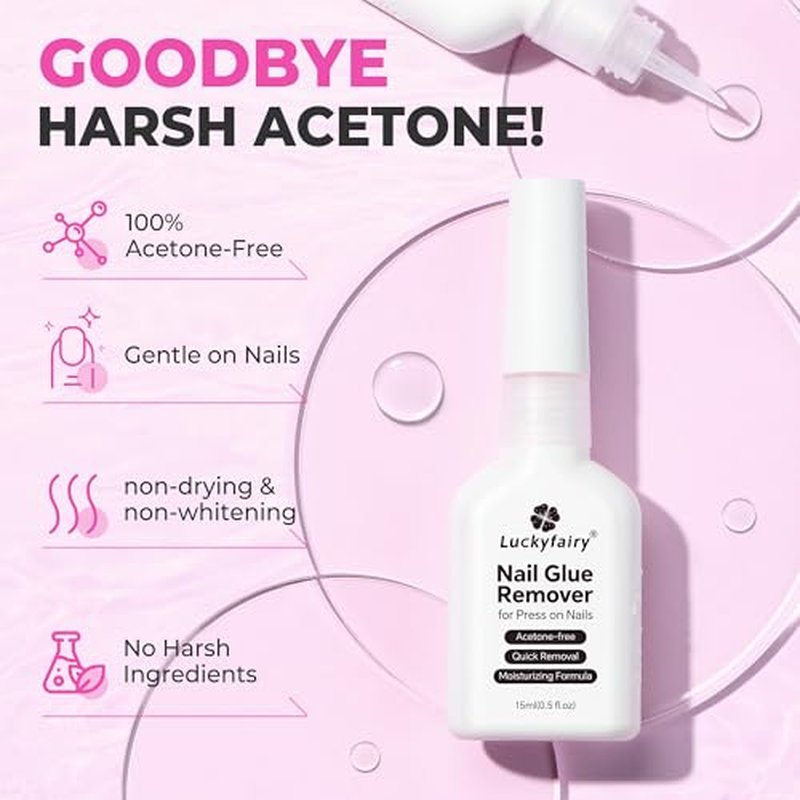 Luckyfairy Acetone-Free Nail Glue Remover - 15ml Precision Formula