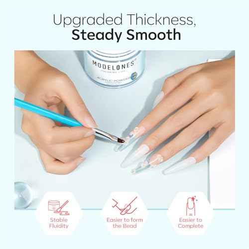 Modelones Acrylic Powder, Upgraded 4.23oz Crystal Clear Nail Acrylic Powder for Nail Art 3D Carving French Nails Extensions, Non-Yellowing, Gifts for Women