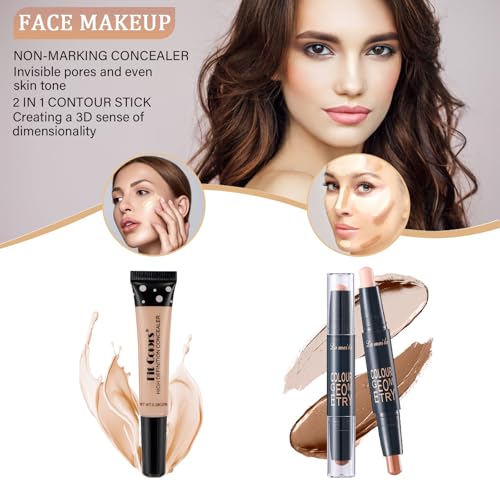 Complete Makeup Set with 9 Colors Eyeshadow, Lip Gloss & Brushes