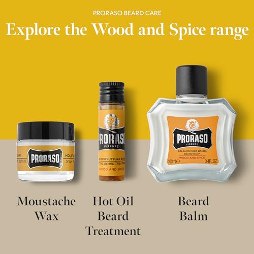 Proraso Hot Oil Treatment for Beards - Beard Oil for Dry Hair - Conditions and Repairs Damaged Facial Hair - Four 0.6oz Treatments