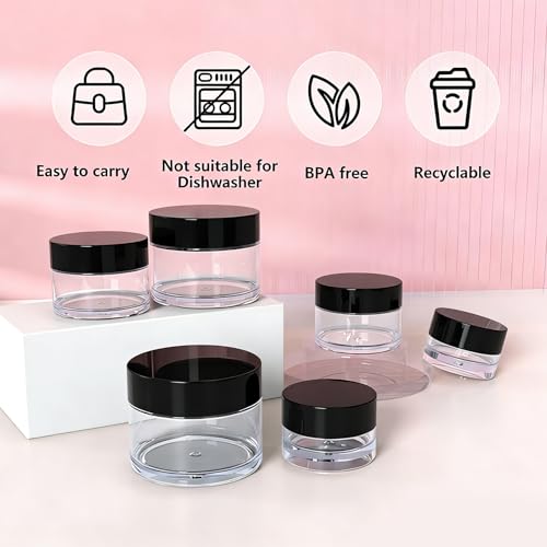 VEAIDE Travel Size Containers for Toiletries - 6 Pack Jars with Spatulas