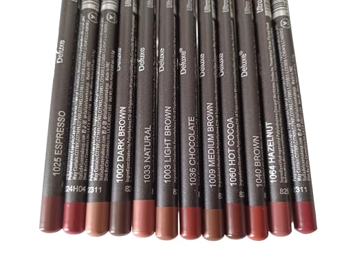 12-Piece Ultra Fine Lip & Eye Liner Set - Brown Shades