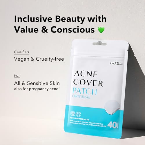 AVARELLE Pimple Patches Hydrocolloid Acne Patches, Acne Spot Treatment for Blemishes and Zit with Tea Tree Oil, Calendula Oil and Cica Oil for Face, Vegan, Cruelty Free (40 CT + 80 CT + Variety)