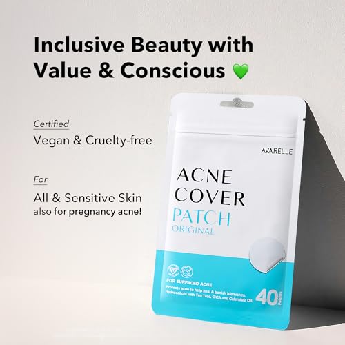 AVARELLE Acne Cover Patches, FSA HSA Eligible Hydrocolloid Pimple Patches for Face with Tea Tree Oil, Korean Skincare Zit Patches for Face | FSA HSA Store Eligible Items | Vegan, Cruelty-free