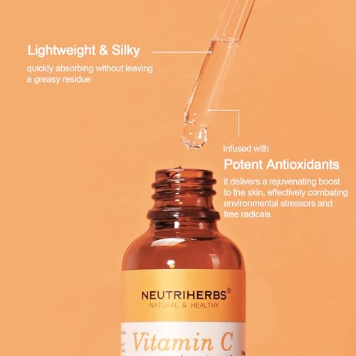 NEUTRIHERBS Vitamin C Serum for Face with Hyaluronic Acid, Firm, Anti Aging, Brighten, Even Skin, Daily Skincare Natural Nourish Facial Serum,1 fl oz