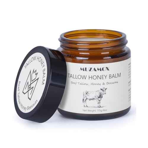 Beef Tallow for Skin (4 OZ), Whipped Beef Tallow and Honey Balm, Tallow Face Moisturizer, Grass Fed Beef Tallow for Face and All Skin Types