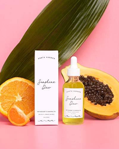 Earth Harbor | SUNSHINE DEW Cleansing Oil - Deep Cleanse & Makeup Remover | Papaya Enzymes + Sea Kelp | 2 fl oz