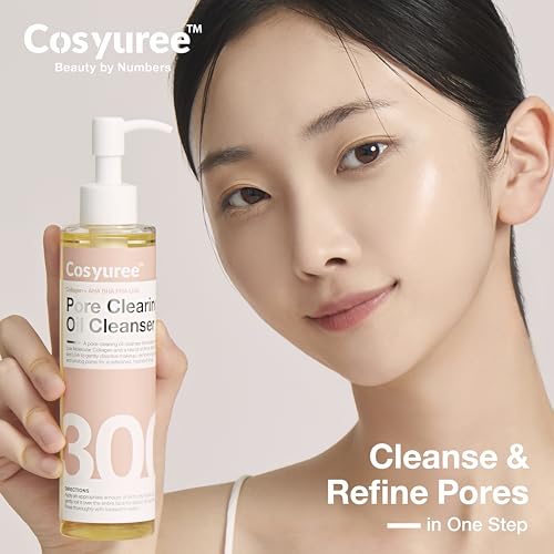 Collagen Pore Cleaning Oil Cleanser for Face by COSYUREE? AHA BHA PHA LHA Oil for Deep Cleansing, Face Cleansing, Hydration, and Makeup Removal, Korean Skincare with Lemon & Lavender