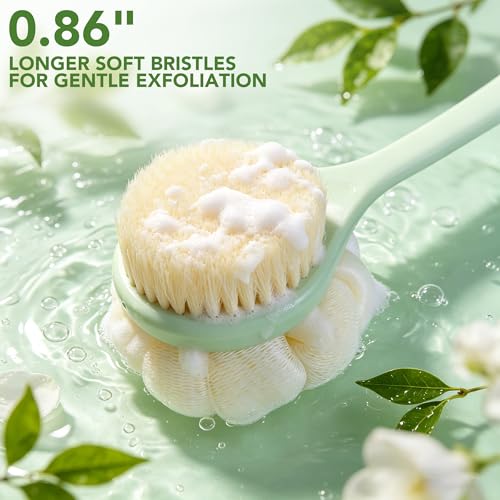 15.7" Back Scrubber Brush with Loofah & Bristles for Shower