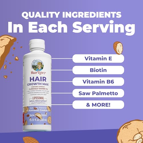 MaryRuth Organics Women's Hair Growth MAX Liposomal | with Lustriva¢ç + Biotin 10000mcg + Pumpkin Seed Oil | Thicker Hair | Hair Care | Wrinkles, Fine Lines, Skin Care | Ages 18+ | 15.22 Fl Oz