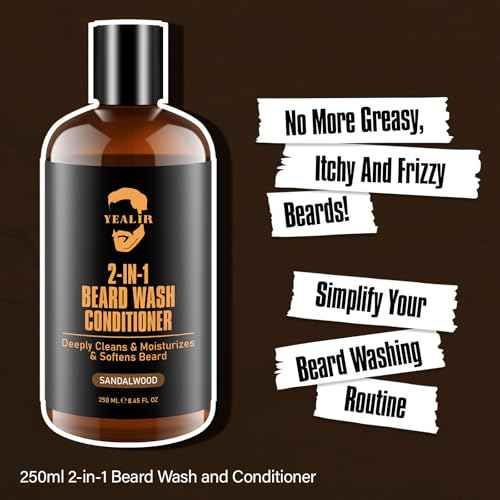 2-in-1 Beard Wash and Conditioner ? Cleanse, Hydrate & Soften Dry, Coarse Beard, Beard Shampoo for a Fuller & Healthier Beard ?Sandalwood Scent, 8.45 oz