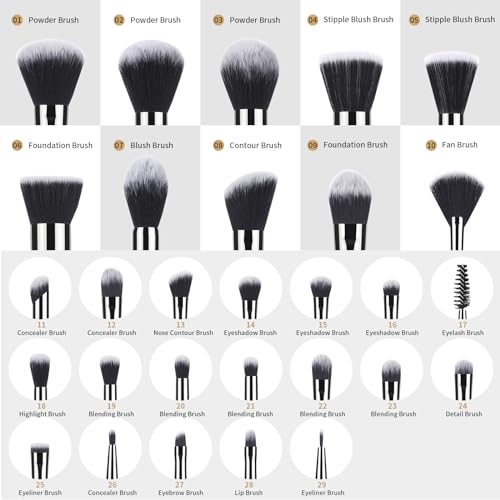 Make up Brushes set 29pcs MSQ Professional Cosmetics Brushes with Adjustable Belt Makeup Bag Foundation Powder Brush Eye Shadows Brushes Concealer Blending Brushes for Women/Girls/Artists/Holiday gift
