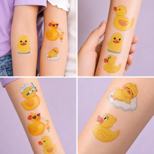 96 PCS Rubber Duck Temporary Tattoos for Kids