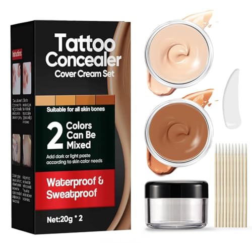 Tattoo Cover Up Concealer Kit – Waterproof 2-Color Makeup for Scars & Spots