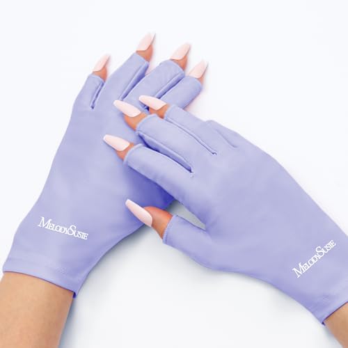 MelodySusie Purple UPF50+ UV Protection Fingerless Gloves for Gel Manicures