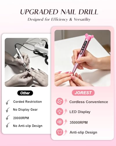 Cordless Electric Nail Drill Kit - 13-in-1 Manicure Tool with LED Display