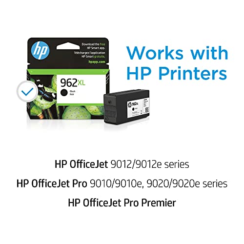 HP 962XL Black High-yield Ink Cartridge | Works with HP OfficeJet 9010 Series, HP OfficeJet Pro 9010, 9020 Series | Eligible for Instant Ink | 3JA03AN