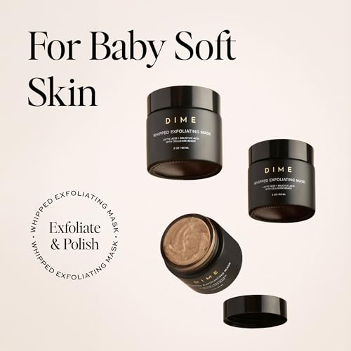DIME Beauty Whipped Exfoliating Mask, Face Scrub and Cleanser, Lactic Acid and Salicylic Acid Scrub, 2 oz / 60 ml