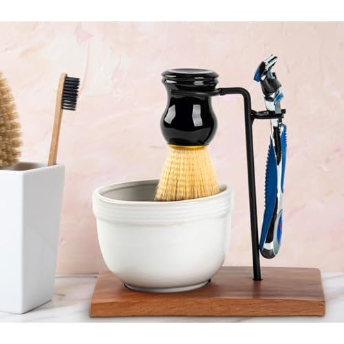 Safety Razor Shave Kit Mens Shaving Kit For Men Black Safety Razor Stand With Shave Brush Shaving Bowl Shaving Soap Set