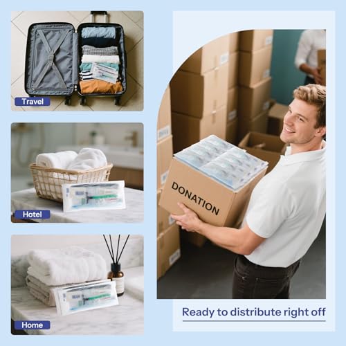 Pack of 50 Travel Size Toiletries Kit Individually Packed,Personal Hygiene Kit for Men Homeless Care Package Supplies Bulk