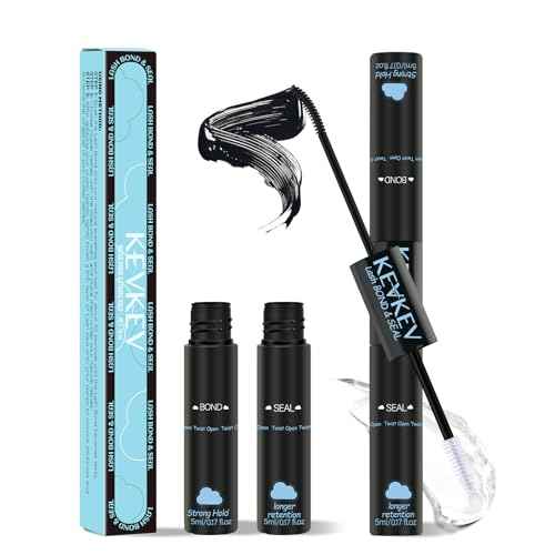 KEVKEV Lash Cluster Glue, Bond And Seal Lash Glue, 2 in 1 Waterproof Lash Bond & Seal for Clusters Strong Hold 72H+ Oilproof Latex-Free Easy To Apply (10ml, Black)
