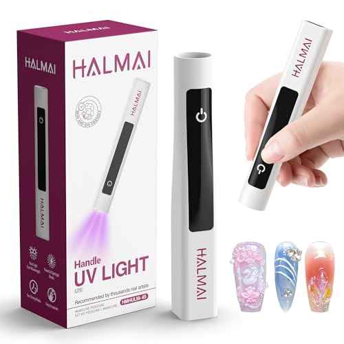Handheld UV Nail Lamp for Gel Polish,Portable Mini Red Light with LED,Cordless Rechargeable USB Dryer,at-Home Manicure Salon Tool with Fingernail Curing,Nail Stamping & Cat Eye Magnet (White)