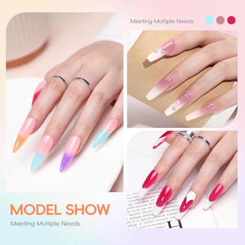 PEACECOLOR 52Pcs Poly Gel Nail Extension Kit with UV Light & Drill - 24 Colors