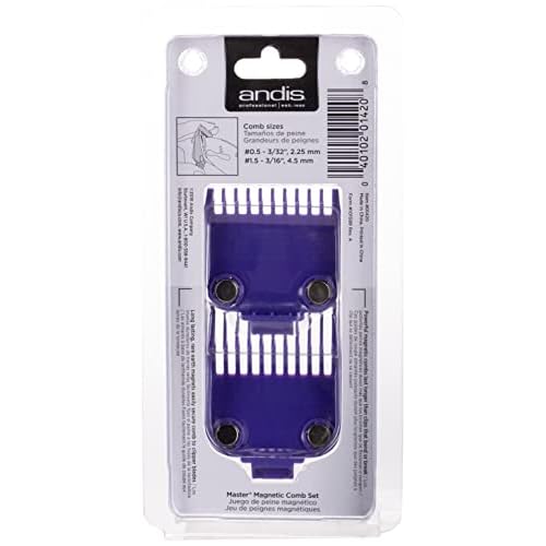 Andis 01420 Master Clipper Magnetic Comb Set - Crafted with High-Quality Materials & Long-Lasting Performance - Dual Pack Sizes 0.5 & 1.5 and Fit with ML Models ? Purple