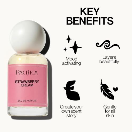 Pacifica Strawberry Cream Eau de Parfum - Long Lasting Fruity Floral Perfume, 1 fl oz