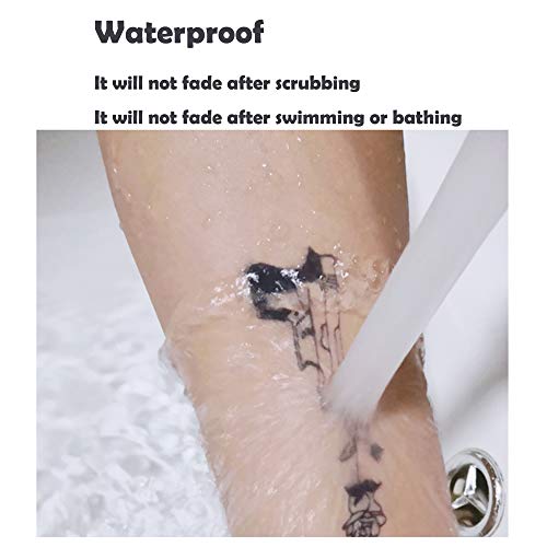 6 Sheets Semi Permanent Tattoo Long Lasts 1-2 Weeks Temporary Tattoo Animal Totem Cat Bird Wolf Owl Tiger Dragon, Realistic Look, No Adhesive, No Reflection Adult Body Art Stickers