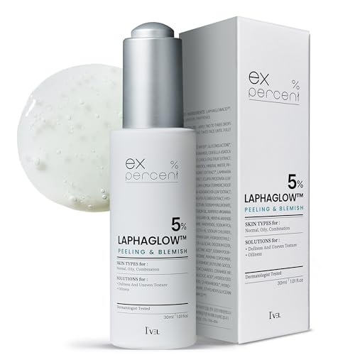 I'VEL EX.PERCENT LAPHAGLOWACID 5% Ampoule For Face, PHA, LHA, Patented ingredients gently remove dead skin cells, improve rough skin texture, panthenol, 30ml