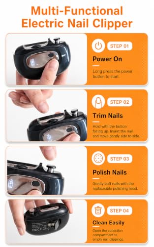 4-in-1 Electric Nail Clipper with LED & Magnifier