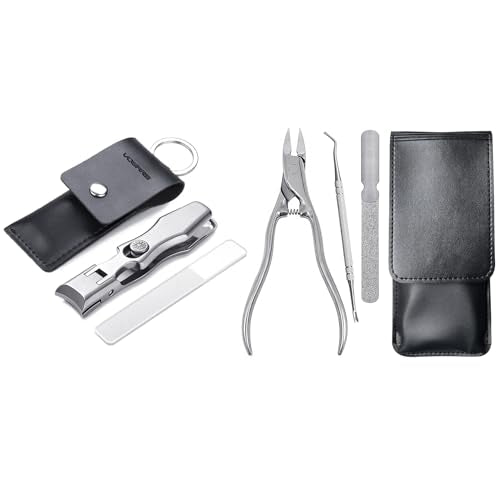 Wide Jaw Opening Nail Clippers and 3pcs Long Handle Nail Clippers Combo, Large Heavy Duty for Toenail Fingernail for Men Women Adult Seniors