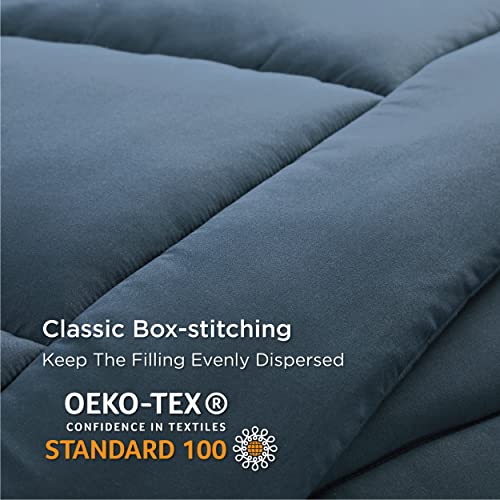 Bedsure Comforter Duvet Insert - Quilted Comforters Twin XL Size, All Season Duvet, Down Alternative Bedding Comforter with Corner Tabs(Navy Blue,Twin XL 92"x68")