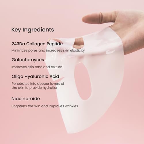 BIODANCE Bio-Collagen Real Deep Mask, Hydrating Overnight Hydrogel Face Mask, Pore Minimizing, Elasticity, Plumping Improvement, Korean Skin Care | 1.19oz(34g) x 4ea