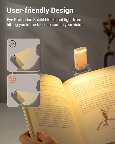 DEWENWILS USB Rechargeable Book Light, Warm White, Brightness Adjustable for Eye-Protection, LED Clip on Portable Bookmark Light for Reading in Bed, Car (White)