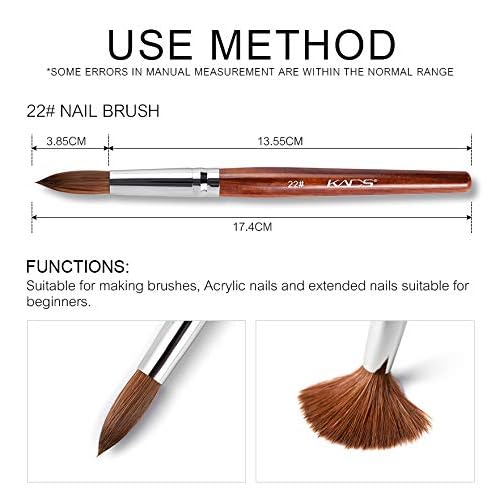 KADS Kolinsky Acrylic Nail Brush Oval Shape Nail Art Brush Pen Manicure Brushes (Red Wood Holder, 22#)
