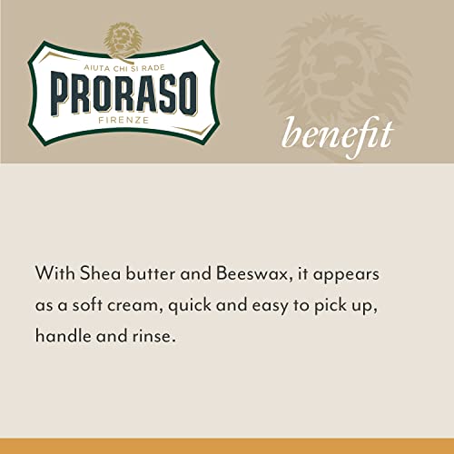 Proraso Medium Hold Moustache Wax - Natural Finish Beard & Moustache Styling Wax - Cream-to-wax Formula - 0.5oz