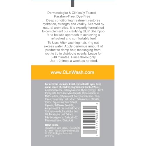 CLn¢ç Hair & Scalp Mask Conditioner - Deep Conditioner for Hair & Scalp Prone to Dryness & Damage, Paraben-Free & Dye-Free, Scented by Eucalyptus, 6 fl. oz.