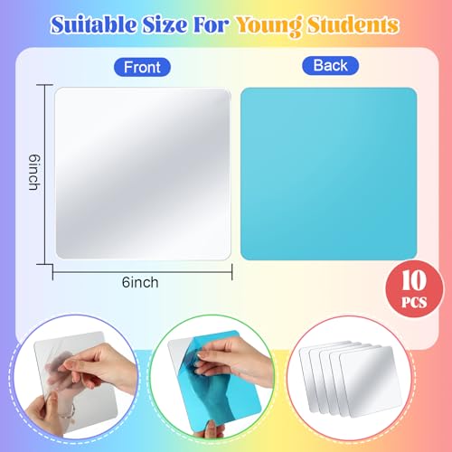 Dandat 10 Pcs Acrylic Mirror 6x6 Inch Unbreakable Safe