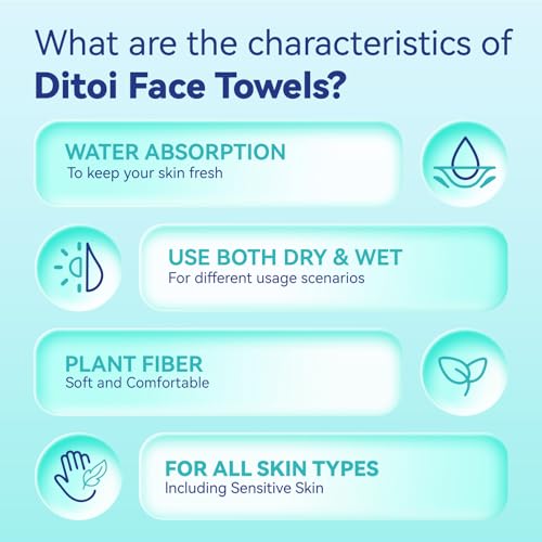 Ditoi Disposable Face Towels XL, Soft Cotton Facial Cleansing Cloths, Dry Face Towelettes for Makeup Removal, Sensitive Skin & Daily Skin Care, 300 Count (6 Pack)