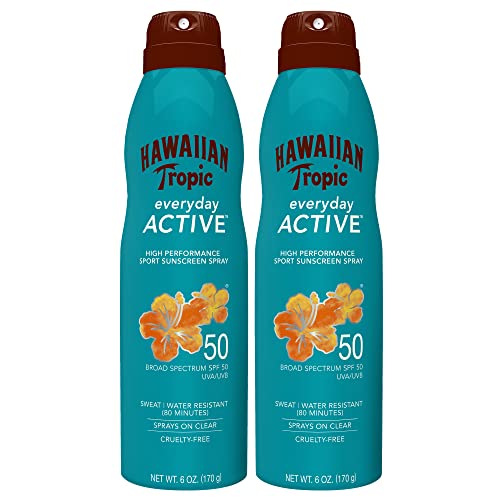 Hawaiian Tropic Everyday Active Spray & Lotion Sunscreen SPF 50 Twin Pack, 6oz Spray & 8oz Lotion