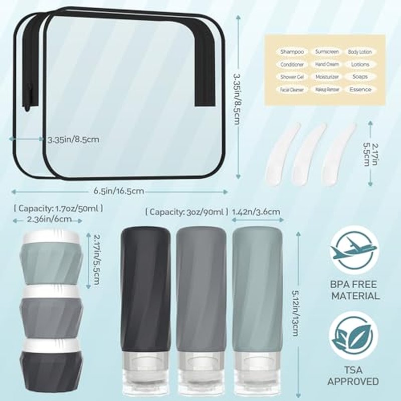 6-Piece TSA Approved Travel Toiletries Bottles Set