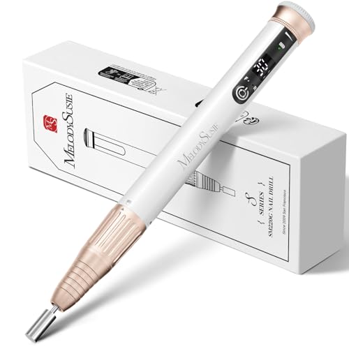 MelodySusie White Cordless Pen-Shaped Nail Drill 30,000RPM SM220G for Nail Artists
